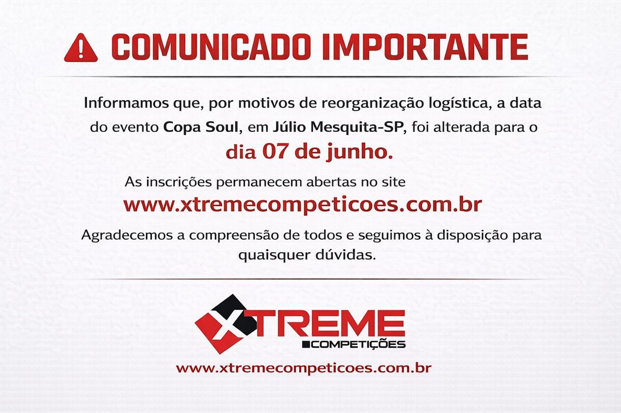 A 3ª Copa Soul de Julio Mesquita Ganhou nova data